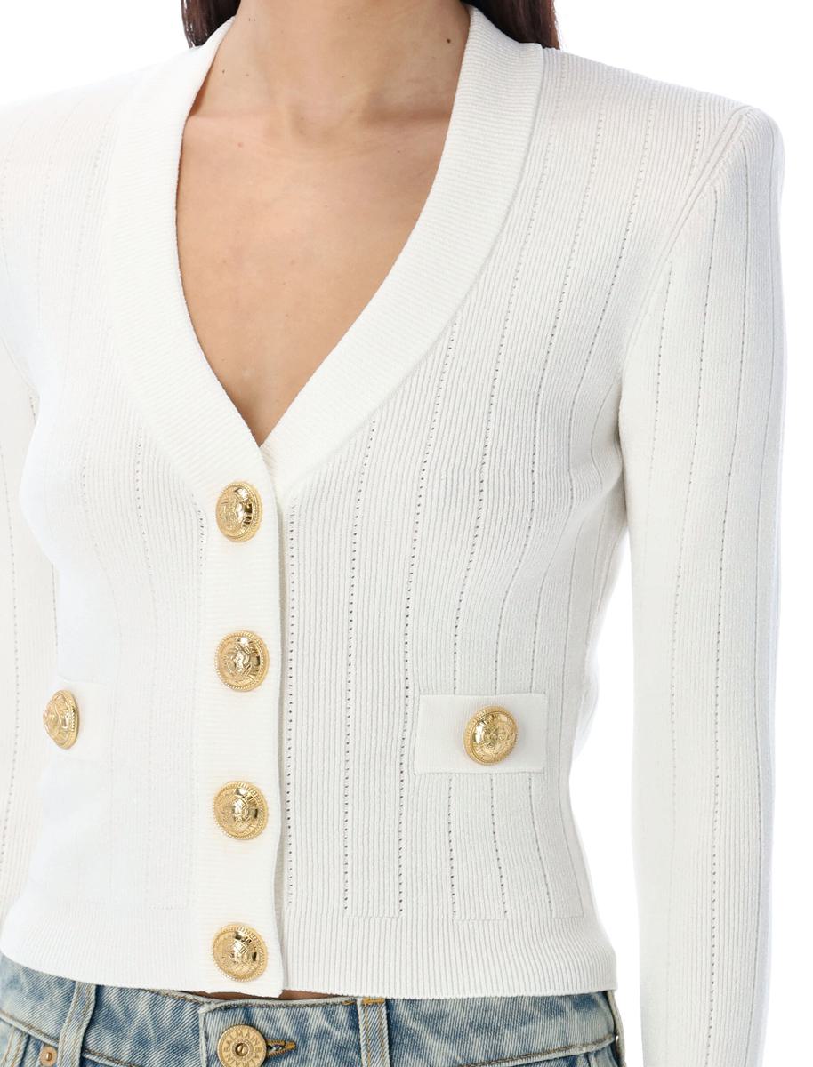 Balmain Strickjacke mit goldenen Knöpfen