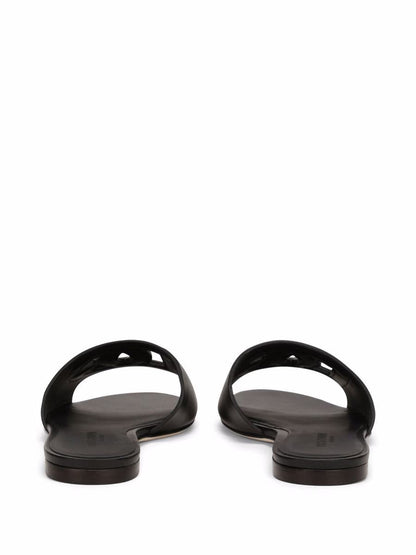 Dolce &amp; Gabbana Flache Ledersandalen mit DG-Logo