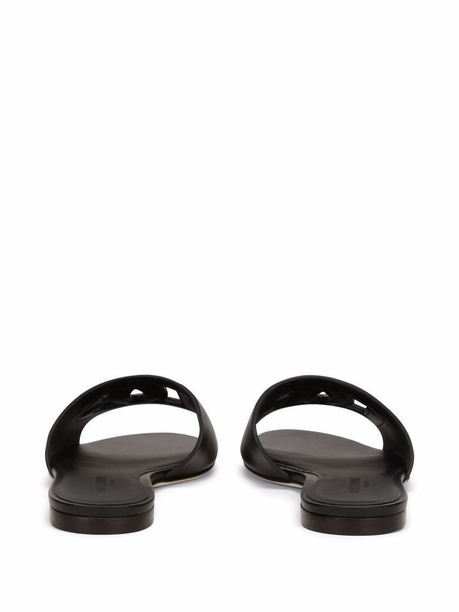 Dolce &amp; Gabbana Flache Ledersandalen mit DG-Logo