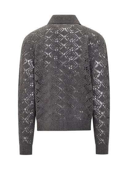 Jil Sander Jil Sander Graue bestickte Strickjacke