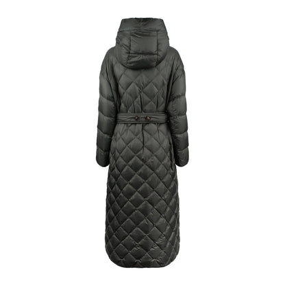 Max Mara – Lange Daunenjacke mit Rautenmuster und Kapuze