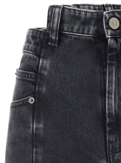 Schwarze Jeans mit weitem Bein und Moniker-Logo mit vier Nähten aus Denim für Damen