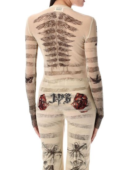 Jean Paul Gaultier – Mariner-Top mit Netz-Tattoo