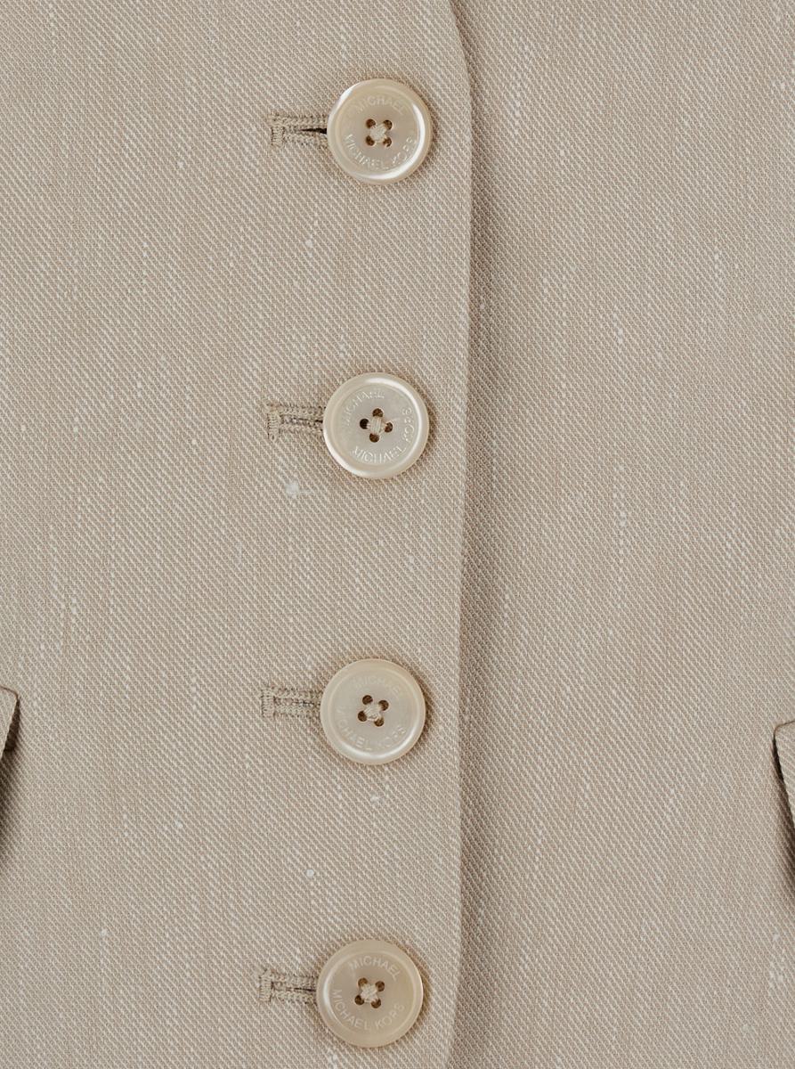 Beige Weste mit V-Ausschnitt aus Leinen- und Baumwollmischung für Damen