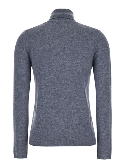 Grauer Rollkragenpullover aus Kaschmir für Damen