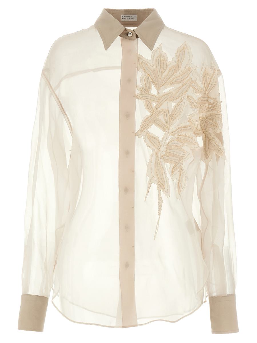 Brunello Cucinelli-Hemd „Flora Appliqué“.
