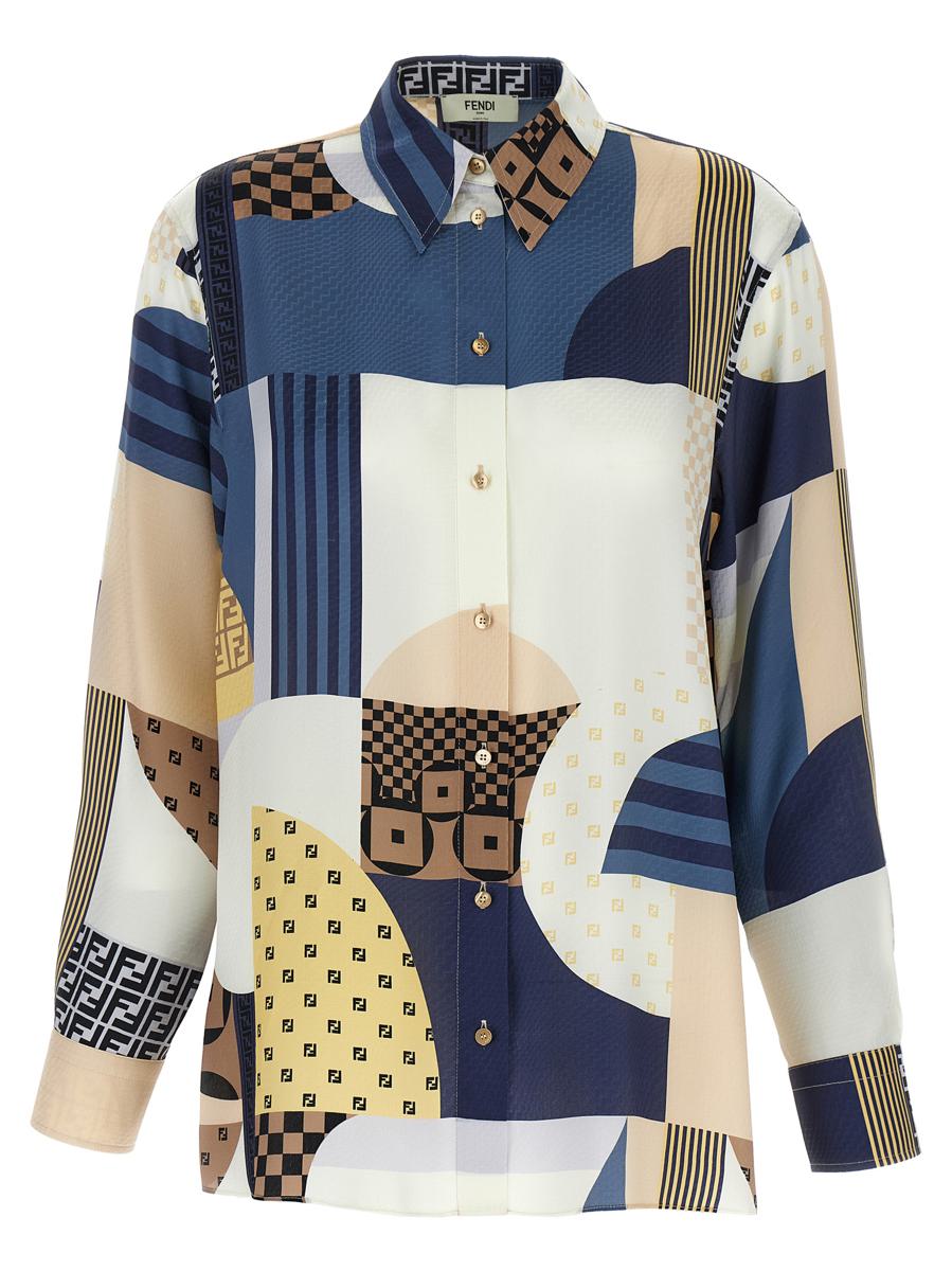 Fendi Patchwork-Seidenhemd