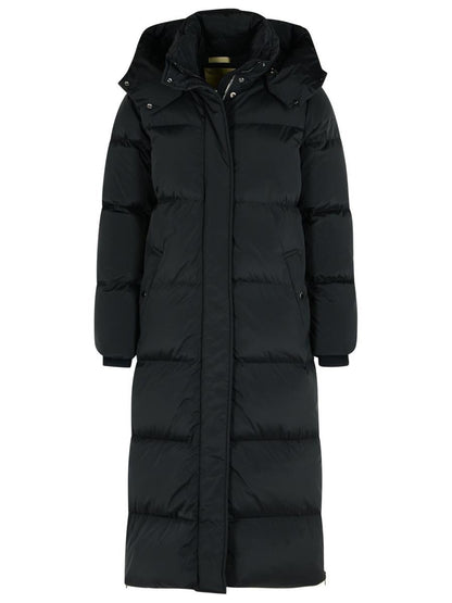 Woolrich „Kelly“ – Lange schwarze Daunenjacke aus Polyamidmischung