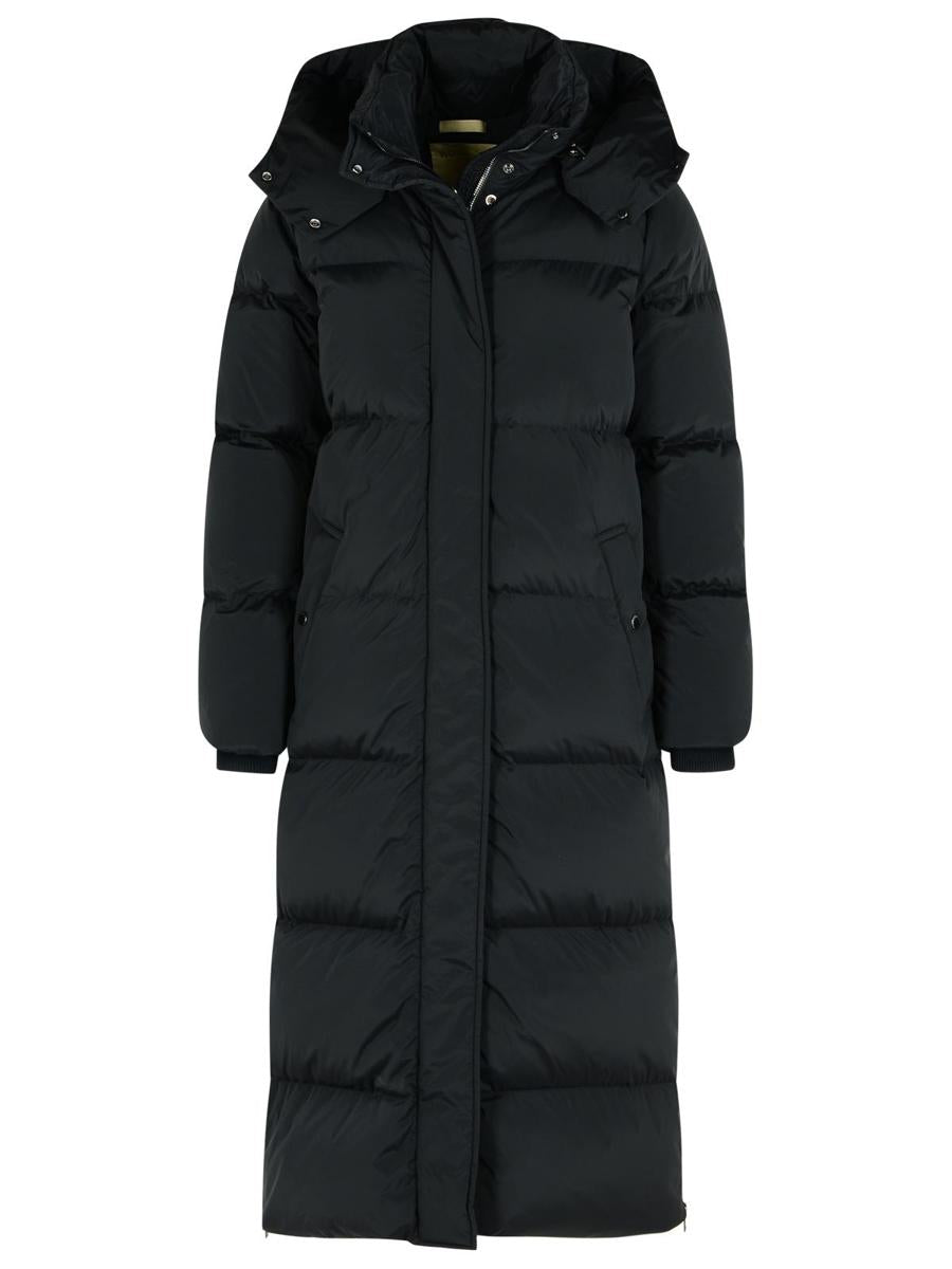Woolrich „Kelly“ – Lange schwarze Daunenjacke aus Polyamidmischung