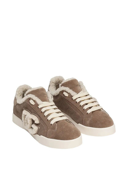 Dolce &amp; Gabbana – Wildleder-Sneakers mit Lammfellfutter